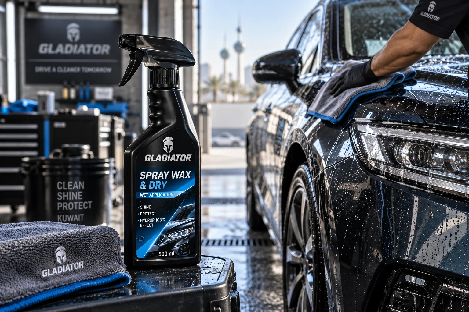 Gladiator Spray Wax & Dry: شلون تستخدمه على السيارة المبللة وشنو فايدته للطلاء؟