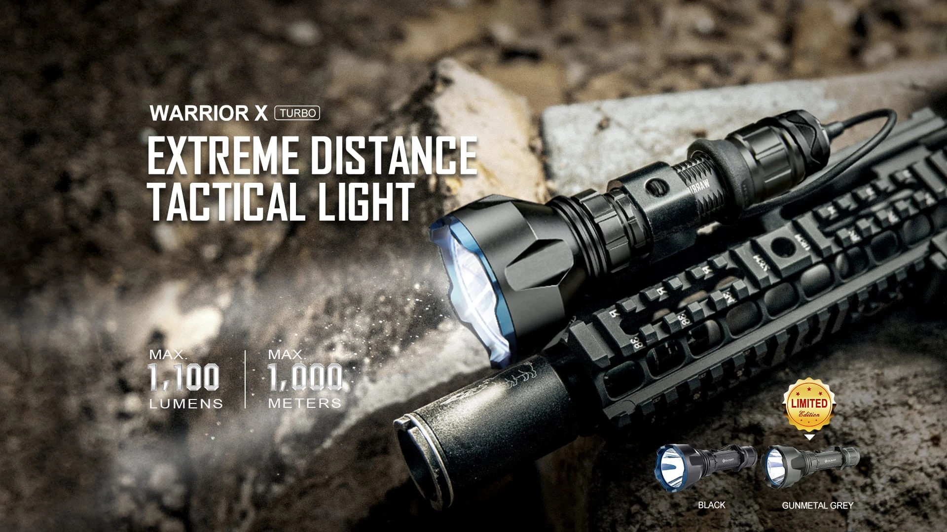 كشاف OLIGHT WARRIOR X TURBO التكتيكي بقوة 1100 لومن - Image 3