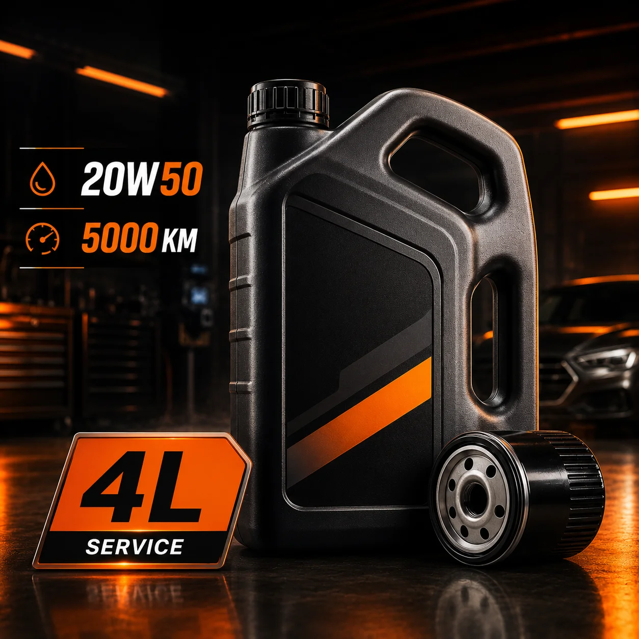 خدمة تغيير زيت 4 لتر 20W50 - 5000 كم