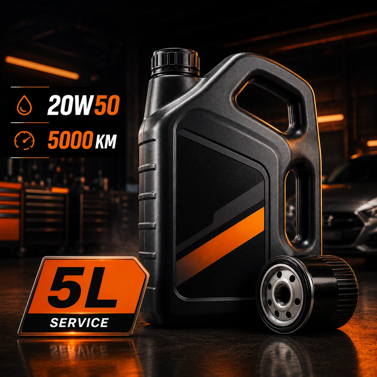 خدمة تغيير زيت 5 لتر 20W50 - 5000 كم