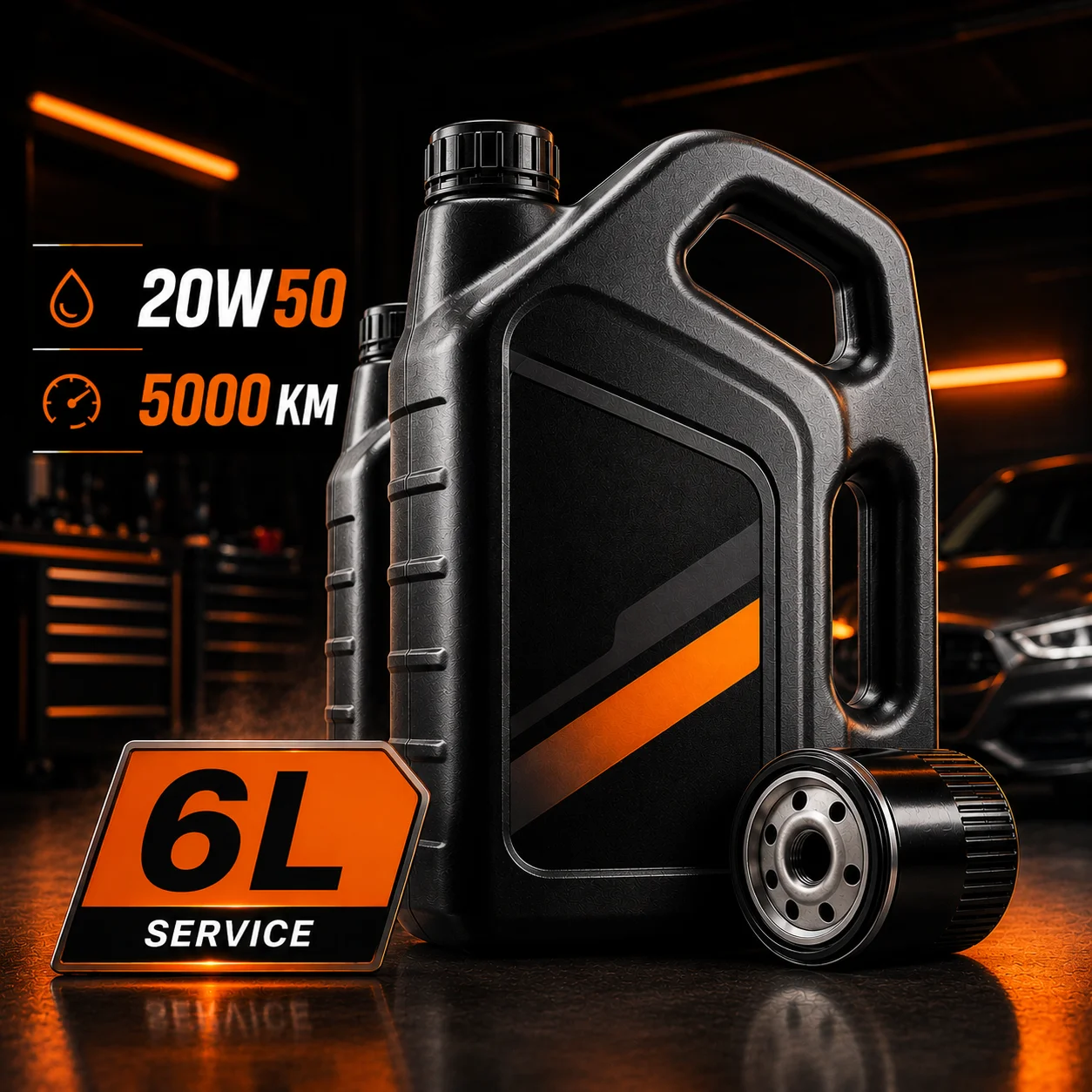 خدمة تغيير زيت 6 لتر 20W50 - 5000 كم