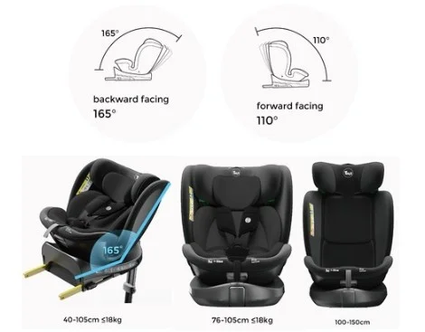 مقعد سيارة (أطفال) Tiny's برو اديشن – أسود - Image 6